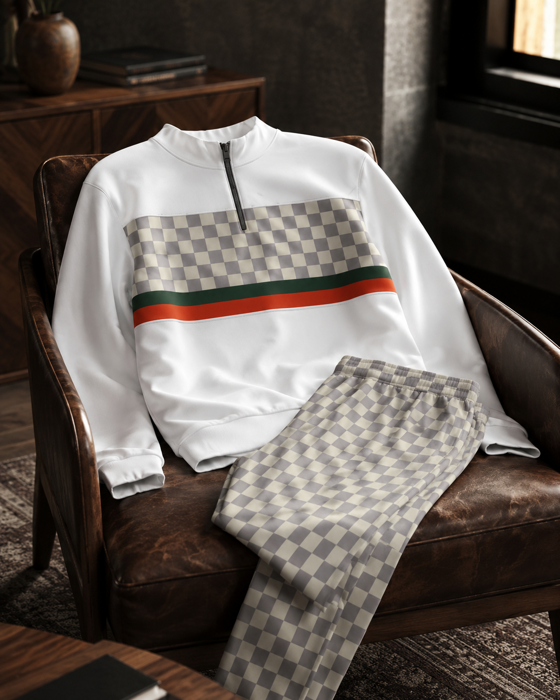 Milan Checkered Quarter-Zip Set