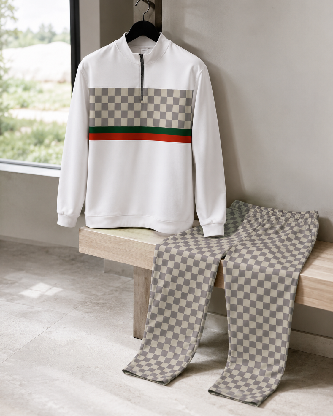 Milan Checkered Quarter-Zip Set