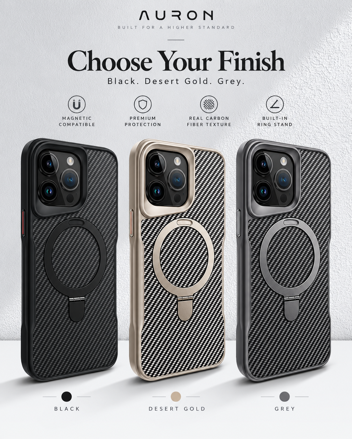 AURON CarbonArmor 360™ — 7X Stronger Magnetic Case